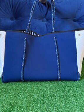 Haute Shore Greyson Tote Royal Blue Perforated Neoprene Everyday Travel Bag